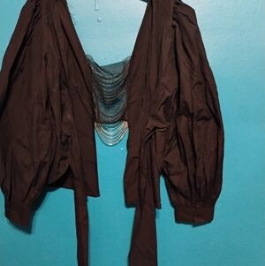 Elegant Black Women's Tie Shirt